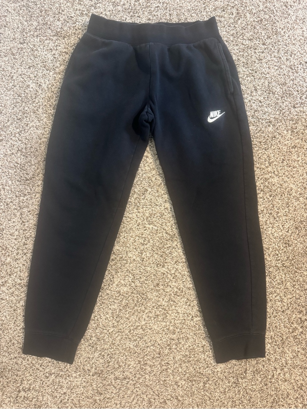 Nike Black Kids Sz (Large) Jogger Sweatpants with White Swoosh